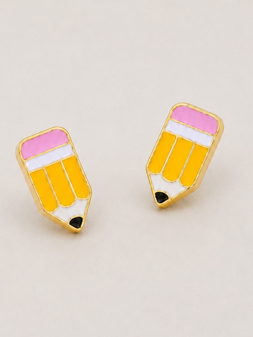 New! Colorful Yellow Pencil Post Earrings NWOT 2005